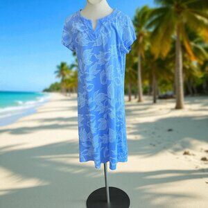 Icantoo Coastal Blue Koi Fish Shift Dress Size Large
